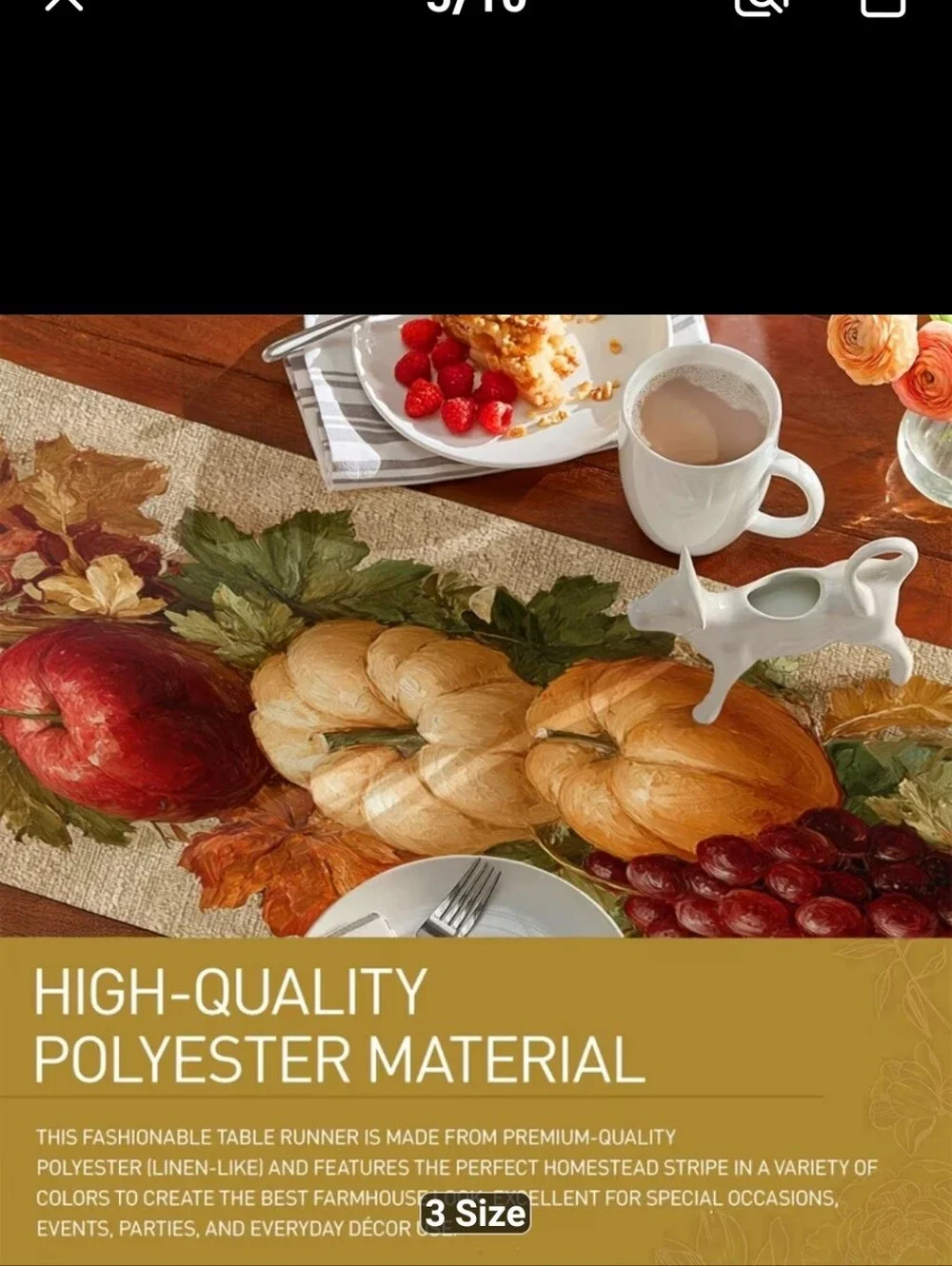 New Autumn Fruit &Leaves Table Runner 13x72